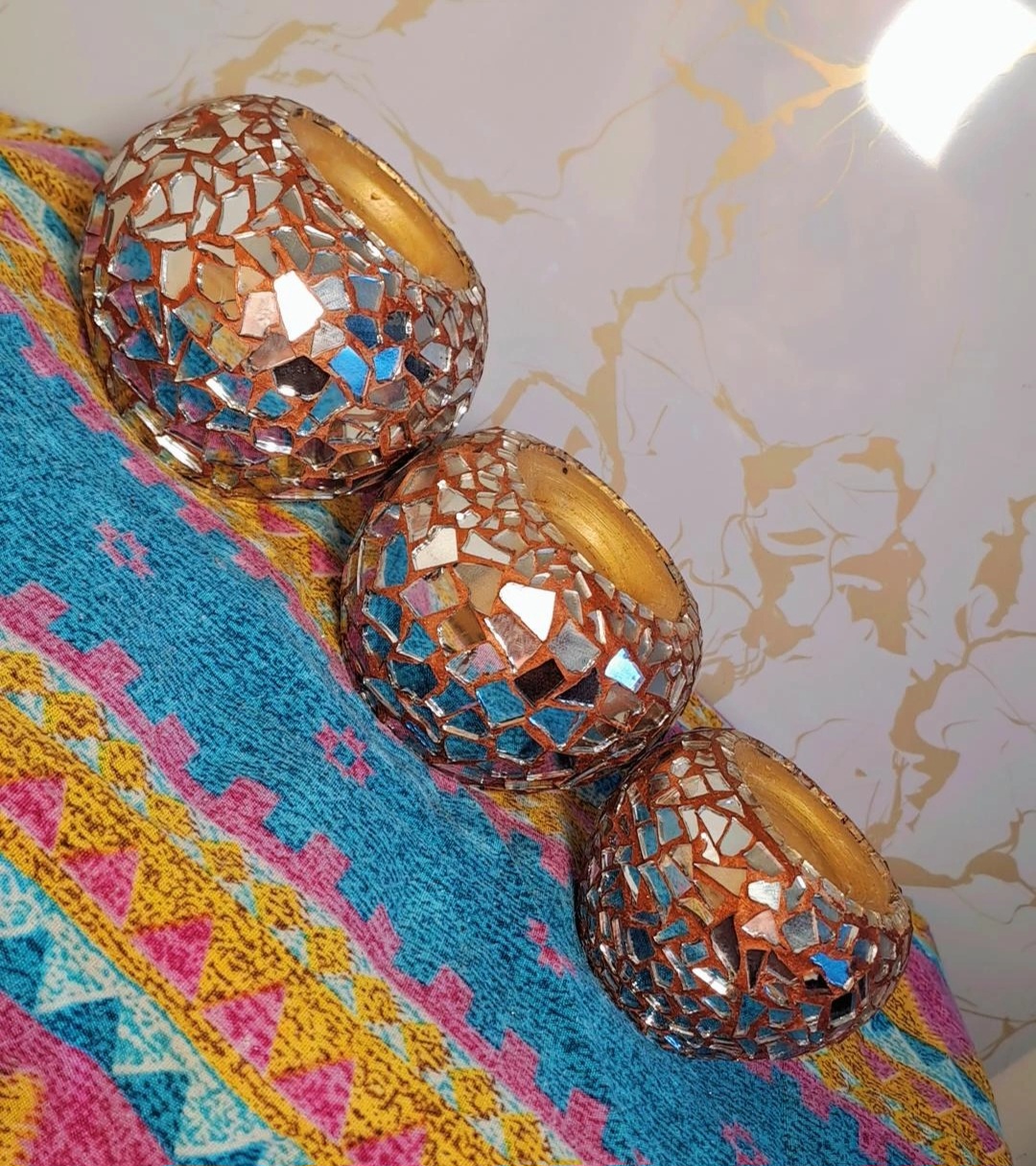 جاشمعی سه تیکه توپی آینه کاری شده